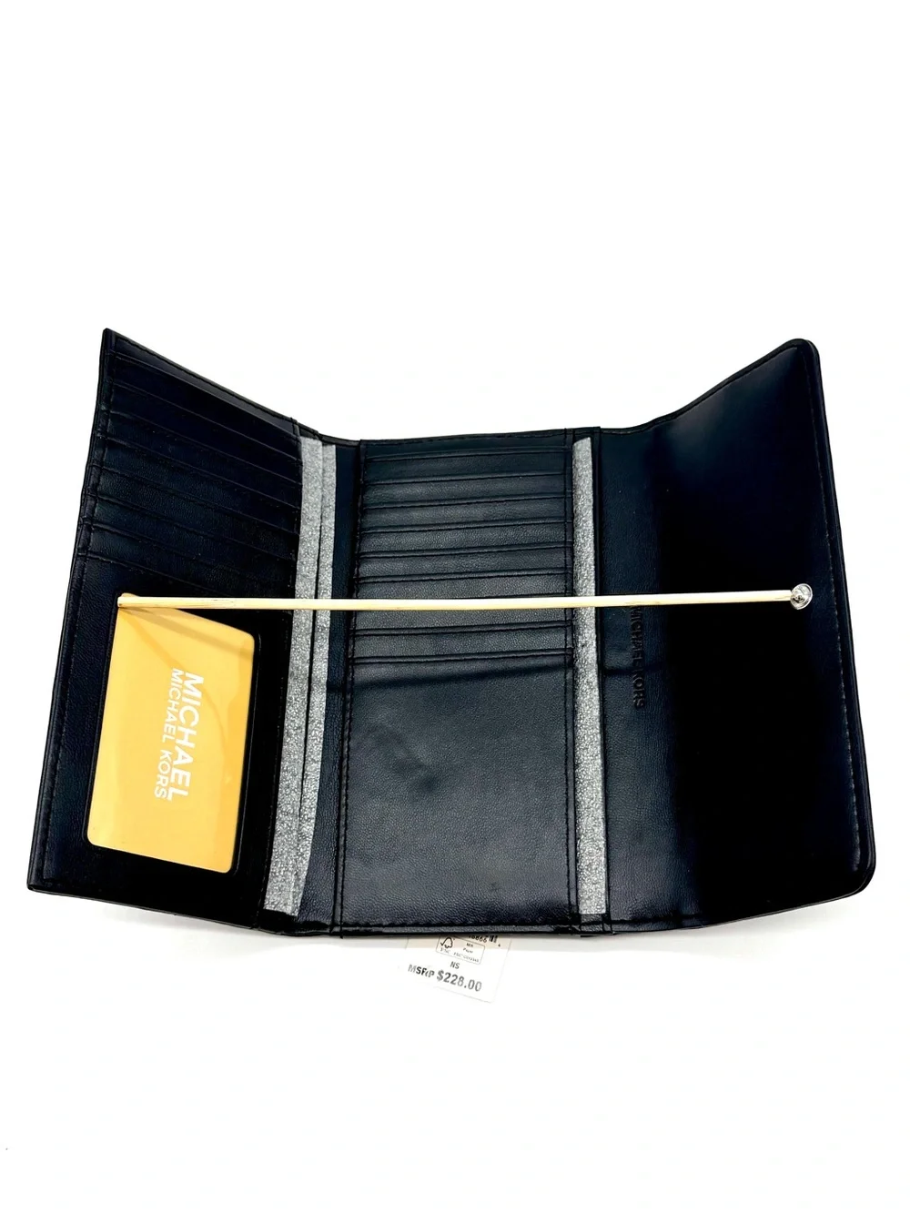 Michael Kors Large Quilted Trifold Wallet Black/Silver